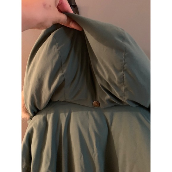 vintage men snow goose down filled parka coat size m in khaki green - Picture 15 of 16